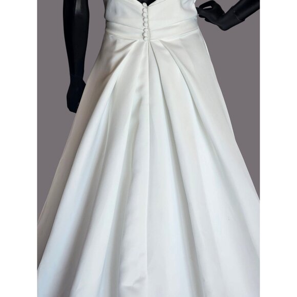 Minimalist A-Line Ivory Satin Spaghetti Strap Wedding Gown - Picture 8 of 8